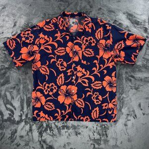 Quicksilver Floral Flower Button Up Hawaiian Aloha Shirt Men XL Pocket